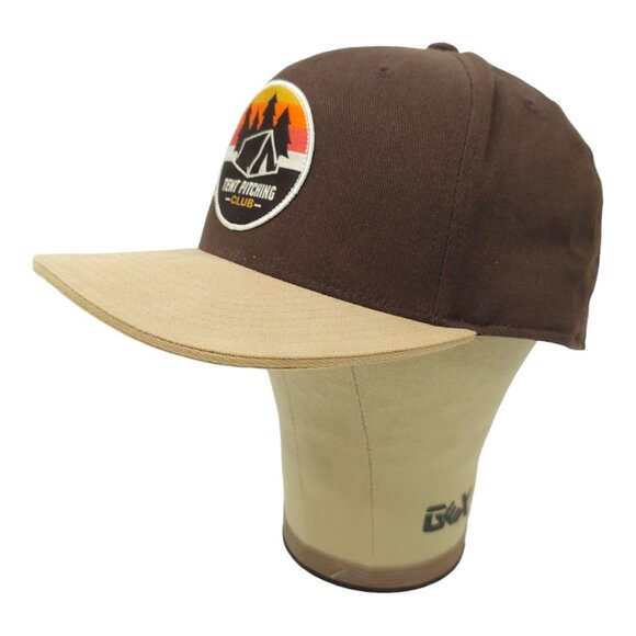 Tent Pitching Club Patch Snapback Cap Trucker Baseball Hat Sandwich Bill Yupoong - Picture 2 of 13